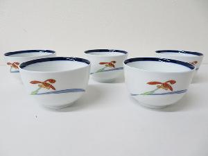 【陶芸・陶器】　香蘭社　オーキッドレース　湯呑　5客セット（箱付）